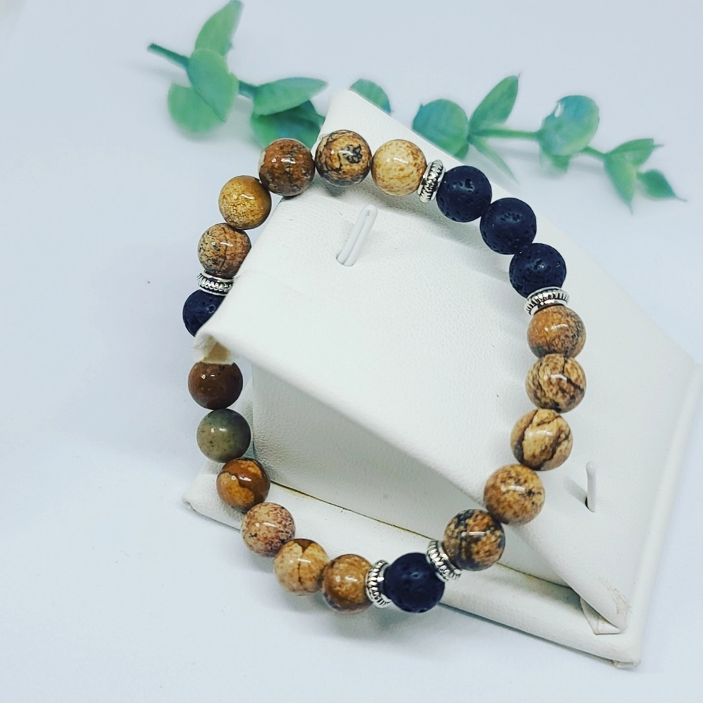 Picture Jasper and Lava Stone Bracelet ♥